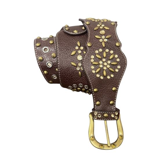Kathy Van Zeeland Studded Belt Contour Flower Chocolate Size M 32–36" - Picture 4 of 12